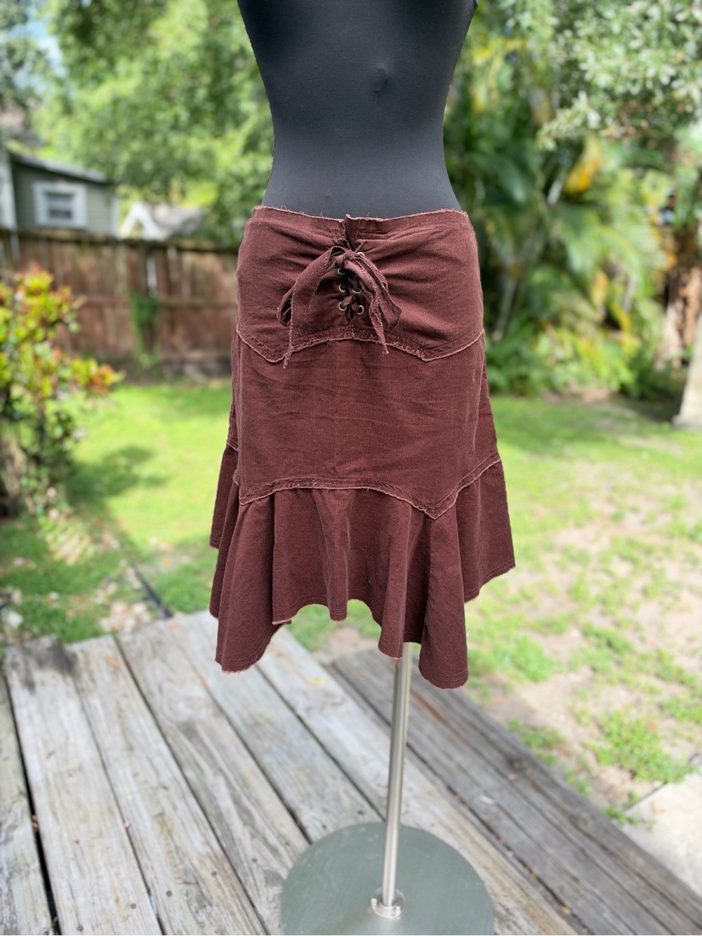 2000s Y2K Chor Cotton Corduroy Asymmetrical Skirt